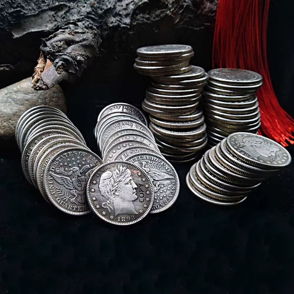 74PCS USA Old Coins 1892-1916 Barber Quarter Dollar COPY Coin 24Mm Coins Cull Set Collectibles