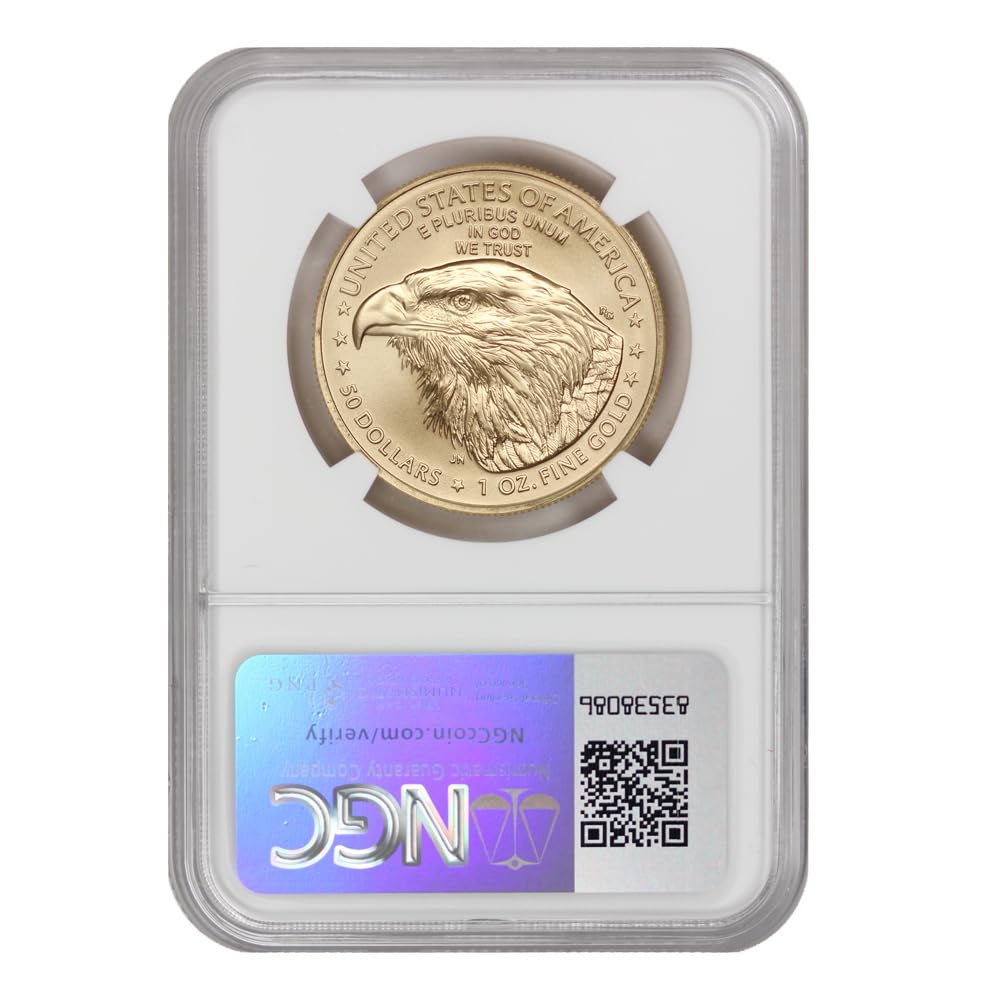 Pièce de 1 oz American Gold Eagle 2024, premier jour d'émission, qualité MS-70, certifiée NGC, valeur 50 $.