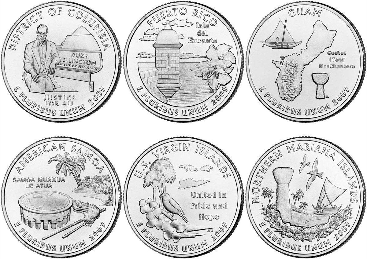 2009 P, D BU Territory Quarters - 12 Coin Set Uncirculated