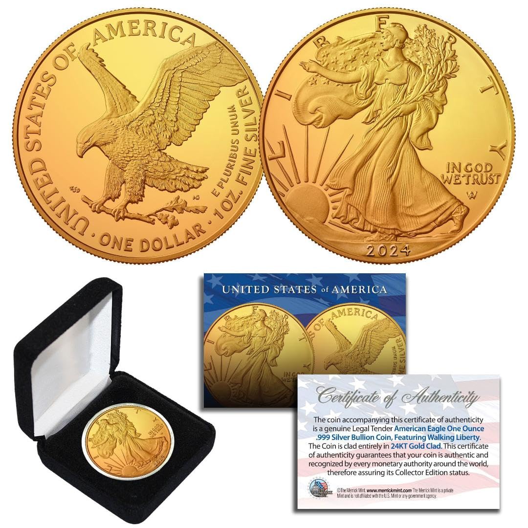 2022 American Silver Eagle Dollar – 24K Gold Gilded – Merrick Mint
