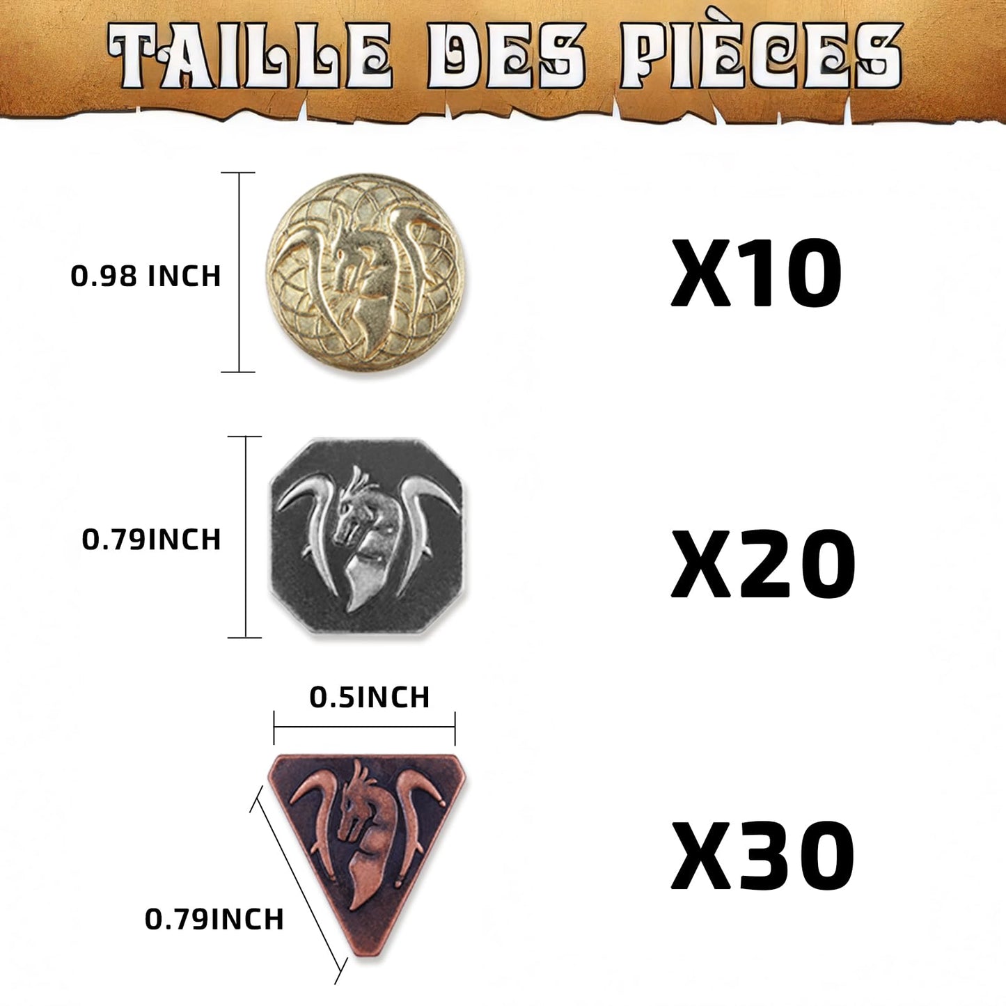 Unique DND Roleplay Token Set – 60 Metal Coins for Board Games & Collectors