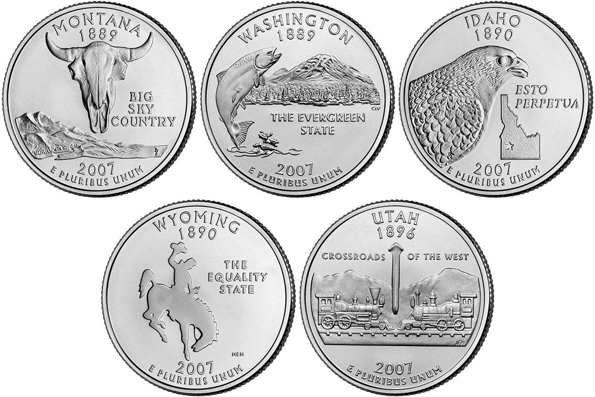 2007 P, D BU Statehood Quarters - 10 Coin Set Uncirculated