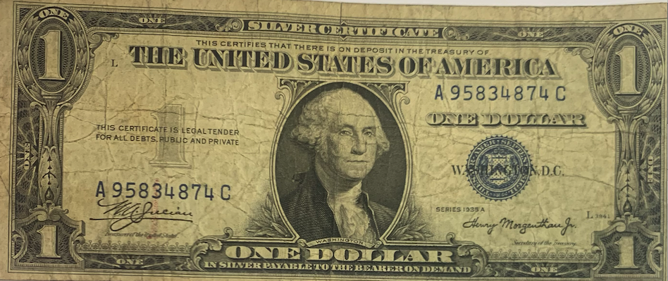 Collectible 1935-A $1 Silver Certificate – No Motto, Blue Seal