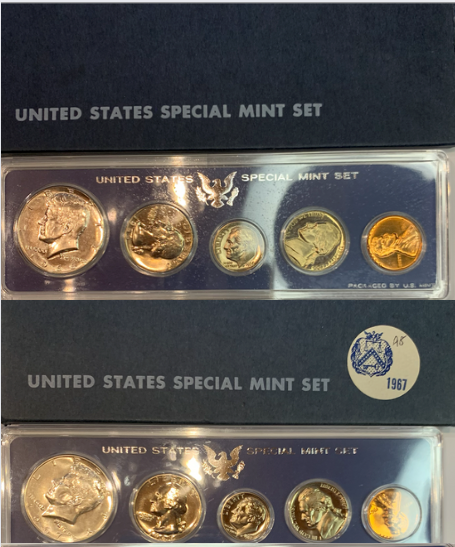 1966 and 1967 U.S. Special Mint Sets SMS - 40% Silver, Original Packaging