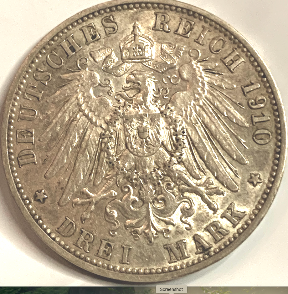 Best Seller 1910 Deutsches Kaiserreich 3 Mark – 0.900 Silver, Only 837,230 Minted