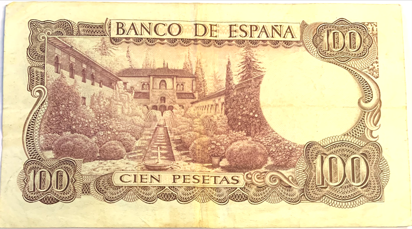 Rare 1970 Spain 100 Pesetas Banknote – Vintage Franco Era Currency Collectible