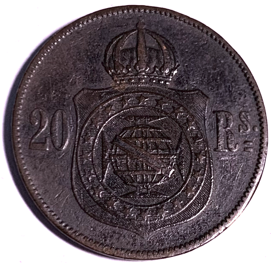 Vintage 1869 Brazilian 20 Réis | 156-Year-Old Bronze Coin KM#474