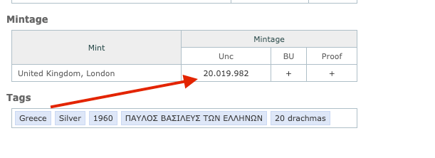 Vintage Greek 20 Drachmas Silver Coin | 0.835 Silver, King Paul I