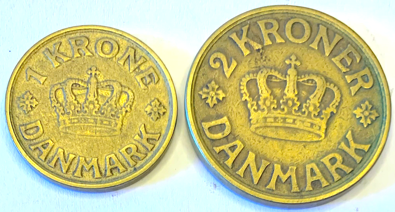 Rare Denmark 1 & 2 Kroner 1925 | King Christian X | Scarce Copenhagen Mint Pair