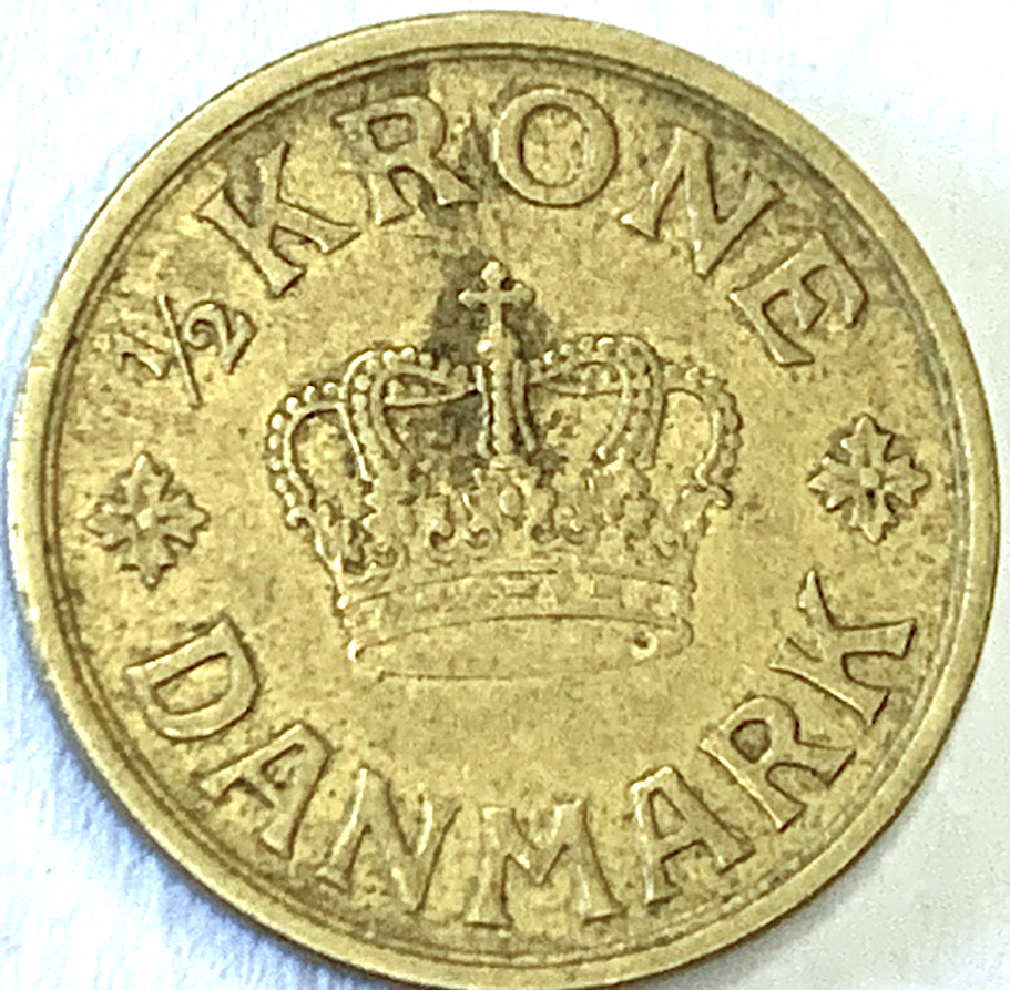 Rare Denmark ½ Krone 1940 ♥ N | Low Mintage 1.87M | Christian X WWII Coin