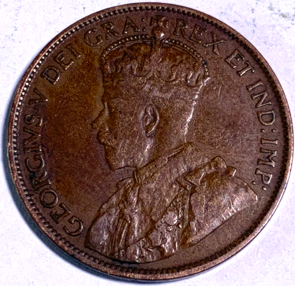 Canada 1913 One Cent KM#21 “George V” Large Bronze Penny – Mintage 5,735,405