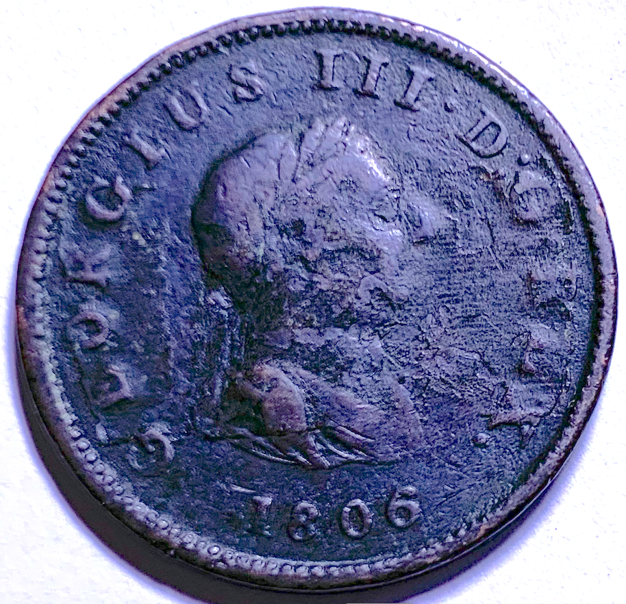 Gran Bretaña 1806 ½ penique • Jorge III • Moneda de cobre • KM#662 • Britannia