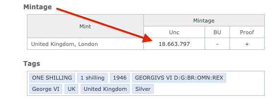 1946 Un chelín británico – Jorge VI – Último año de plata – KM#855 – 0,500 Ag