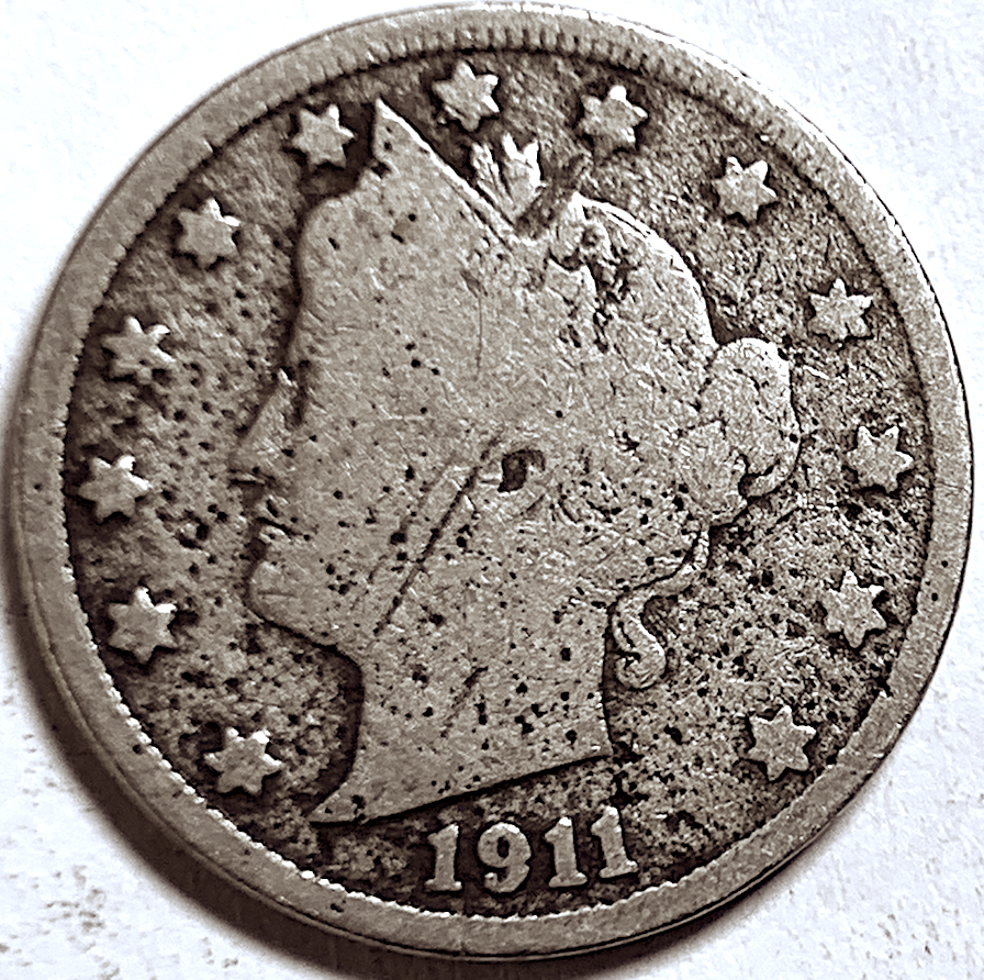 Moneda de níquel Liberty Head de 1911 – KM#112 – 5 centavos de EE. UU. – 39,5 millones de unidades acuñadas
