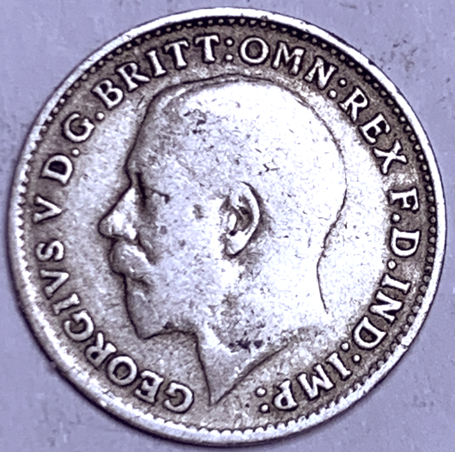 Reino Unido 1919 3 peniques – Rey Jorge V – Plata .925 – KM# 813