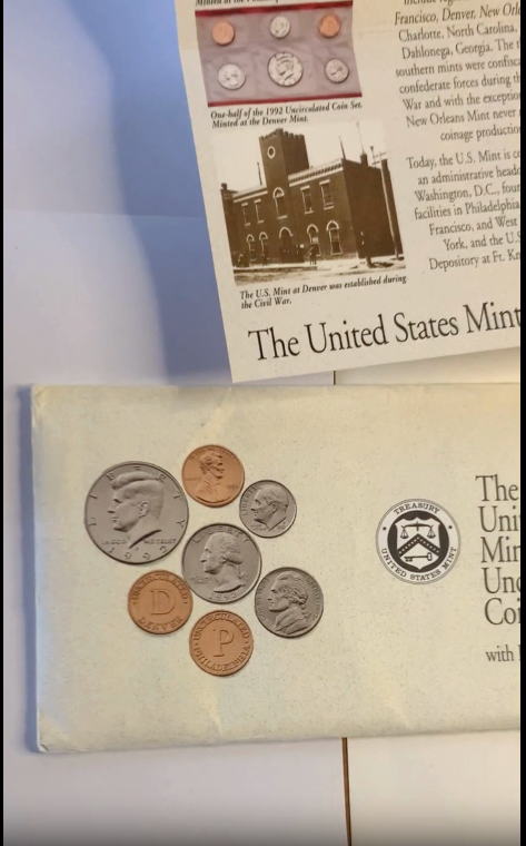 1992 U.S. Mint Uncirculated Coin Set - 12 Coins in Original Packaging
