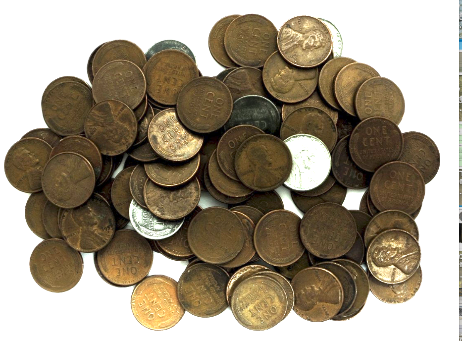 Lote de 110 monedas de centavo de trigo — Mezcla PDS de 1909 a 1958, en circulación