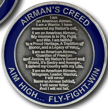 Pièce de défi du Credo de l'aviateur de l'US Air Force