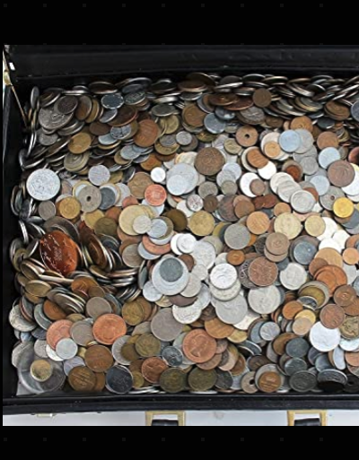 Bolsa sorpresa de más de 50 monedas del mundo DIFERENTES (1/2 libra)