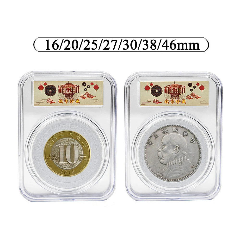 10 cápsulas para monedas de 46 mm con junta de espuma para monedas de 16 a 46 mm