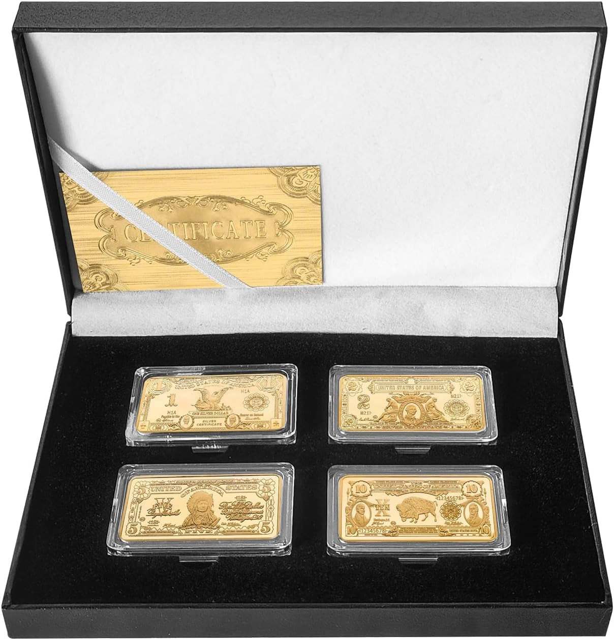 4Pcs/Lot US 1899-1901 Dollars Challenge Silver Plate Bar with Coin Holder America Collectables Coin Bullion Set Box (Silver)