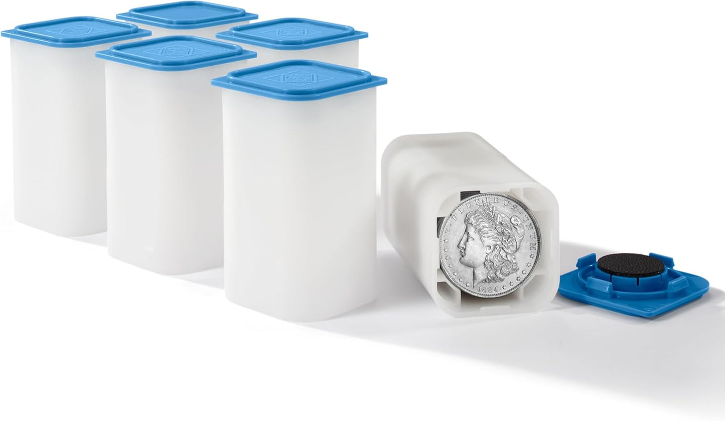 LIGHTHOUSE - Square Coin Tubes for 20 Coins - Perfect for Silver Eagles and US Silver Dollars - Intercept Corrosion Protection (40-41Mm) - Pack of 6