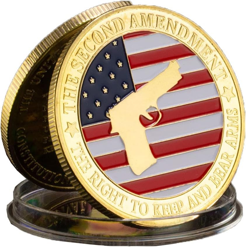 The Second Amendment Souvenir the Right to Keep and Bear Arms Gun Coin Cold Plated Challenge Coins for Collection