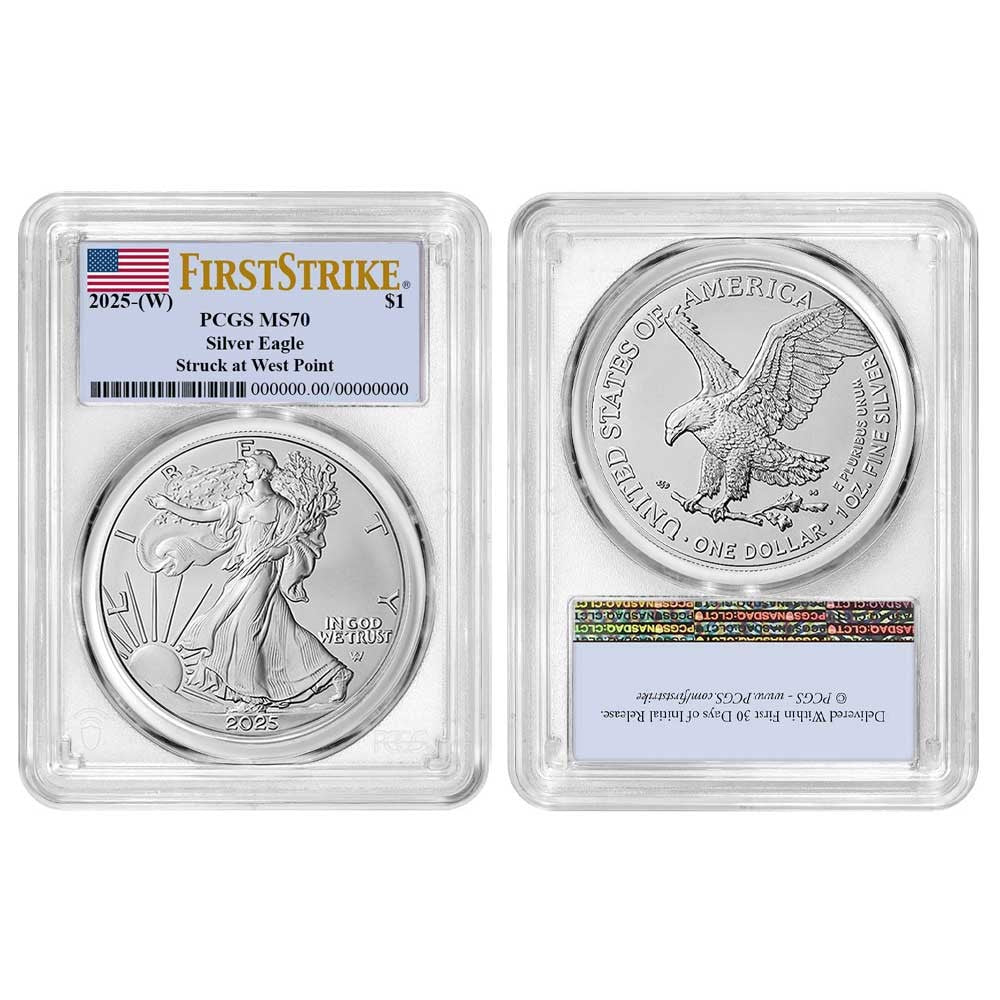 2025 (W) $1 American Silver Eagle PCGS MS70 FS Flag Label