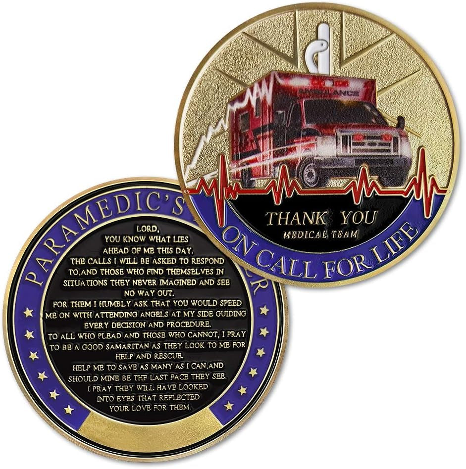 Paramedic'S Prayer EMT EMS Challenge Coins Emergency Coin Paramedic Dispatcher Gifts Doctor Thanksgiving Funny Challenge Coin for EMT EMS