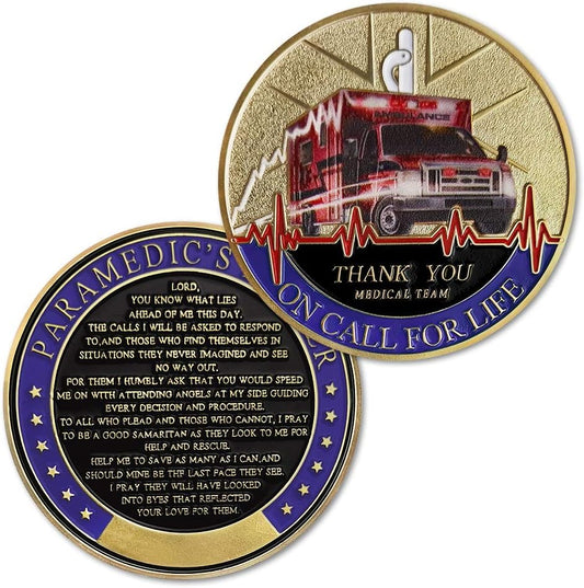 Paramedic'S Prayer EMT EMS Challenge Coins Emergency Coin Paramedic Dispatcher Gifts Doctor Thanksgiving Funny Challenge Coin for EMT EMS