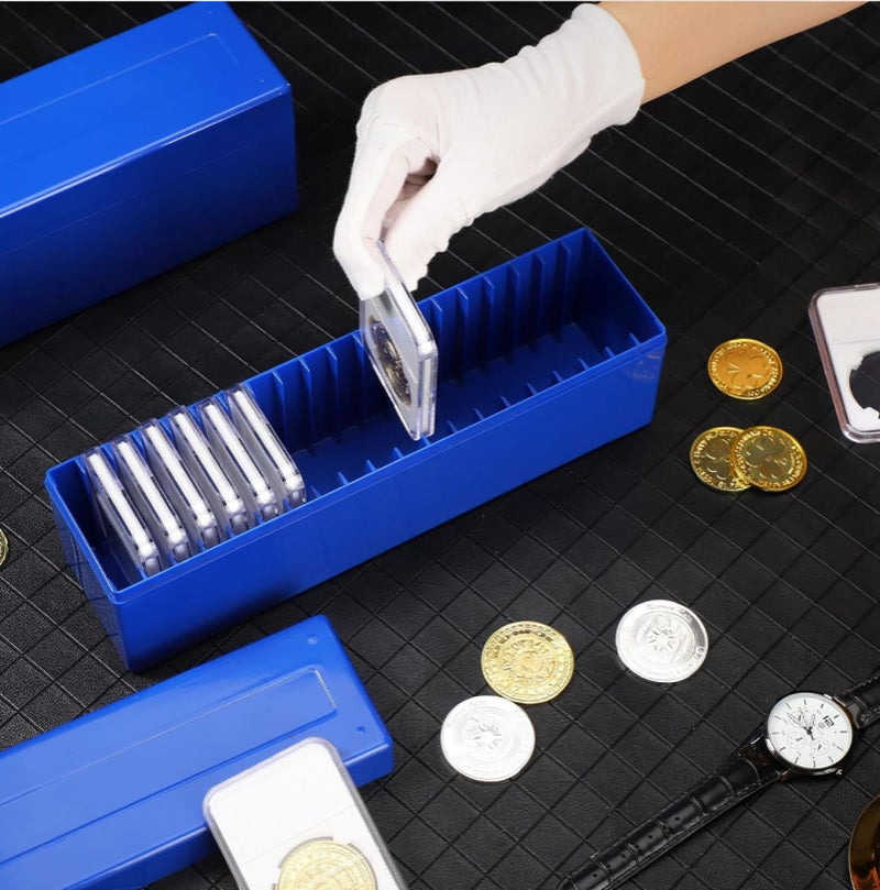 2 Blue Coin Slab Storage Boxes for 40 Coin Slabs Compatible with PCGS NGC Pmgab