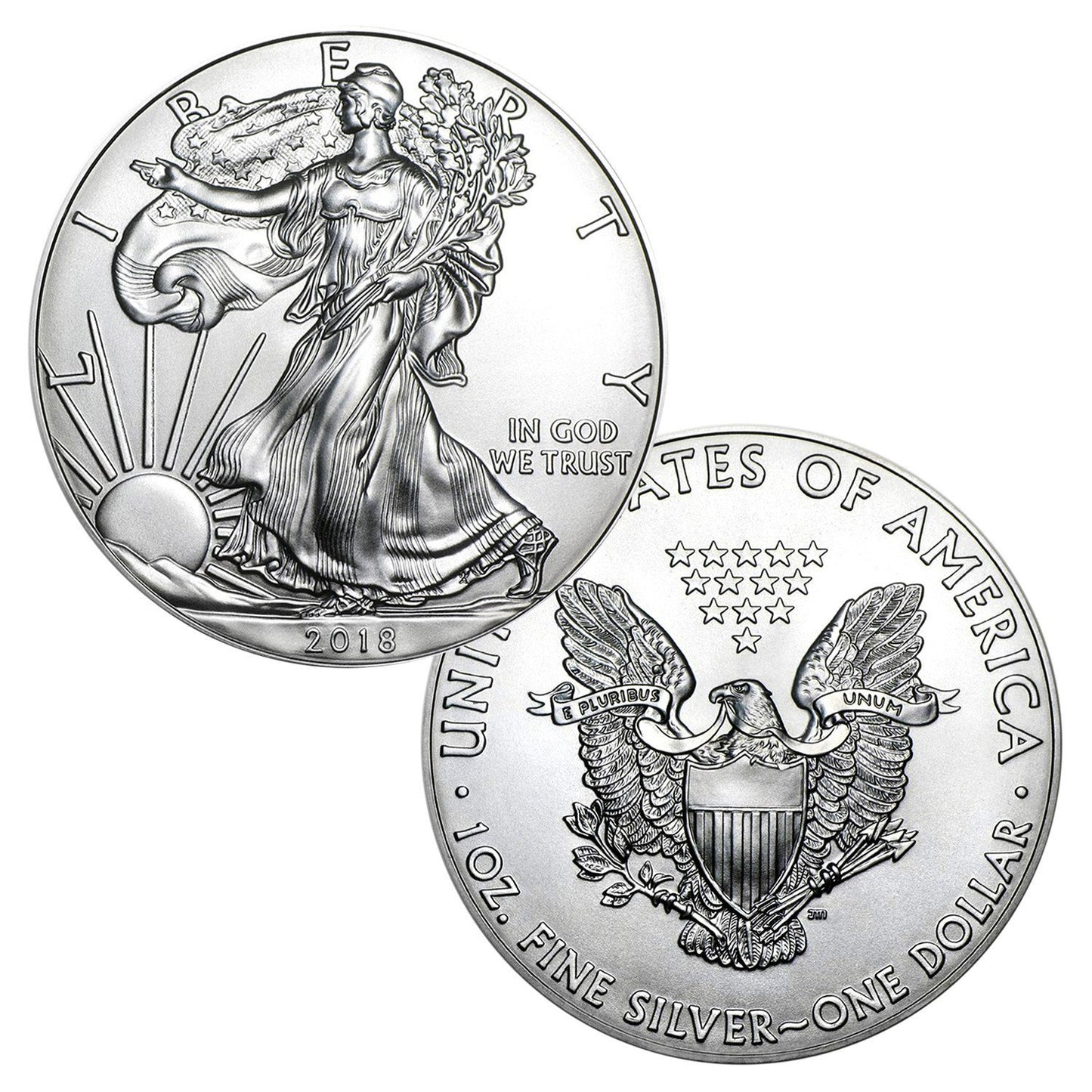 2018 American Silver Eagle with Airtite Holder .999 Fine Silver Dollar Brilliant Uncirculated