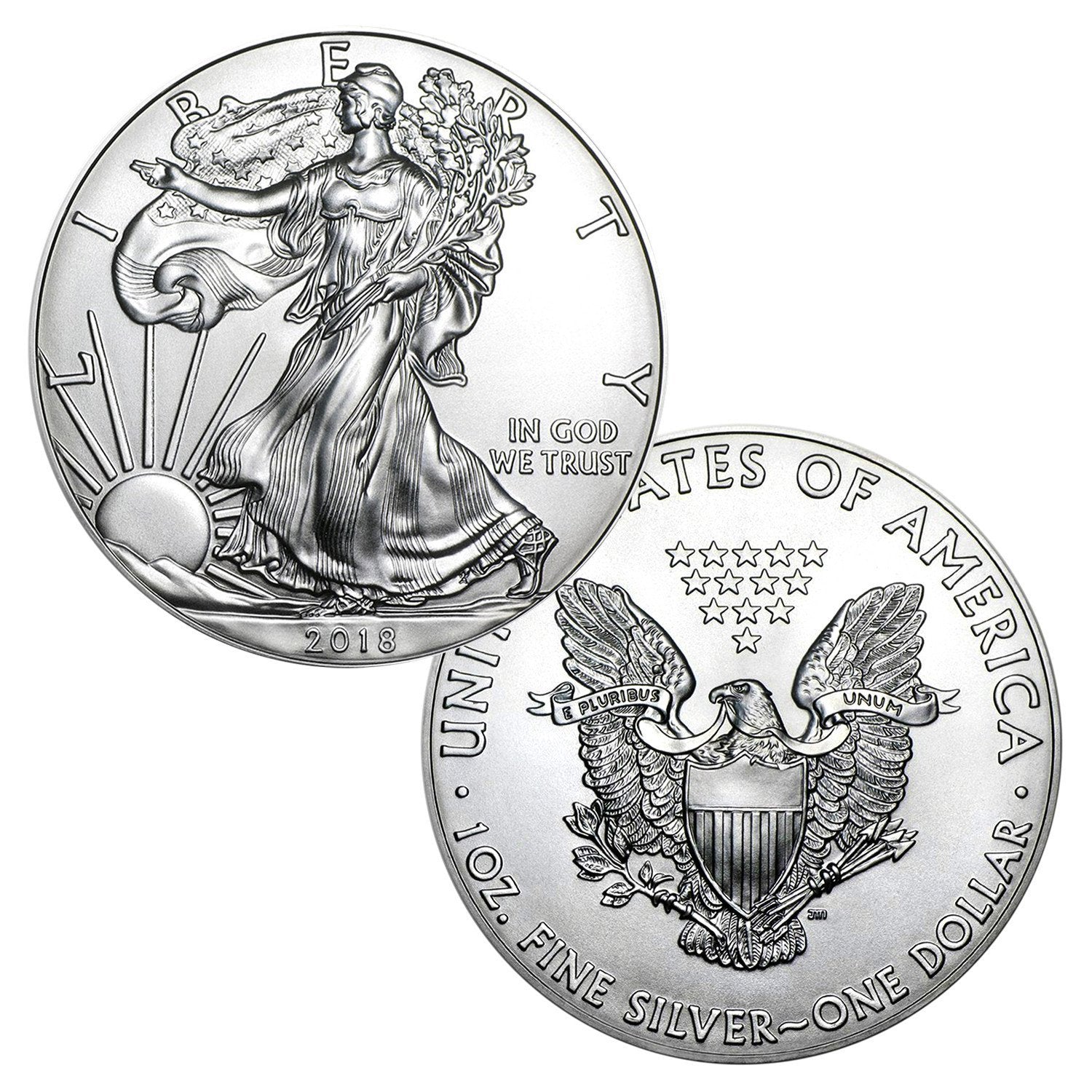 2018 American Silver Eagle with Airtite Holder .999 Fine Silver Dollar Brilliant Uncirculated