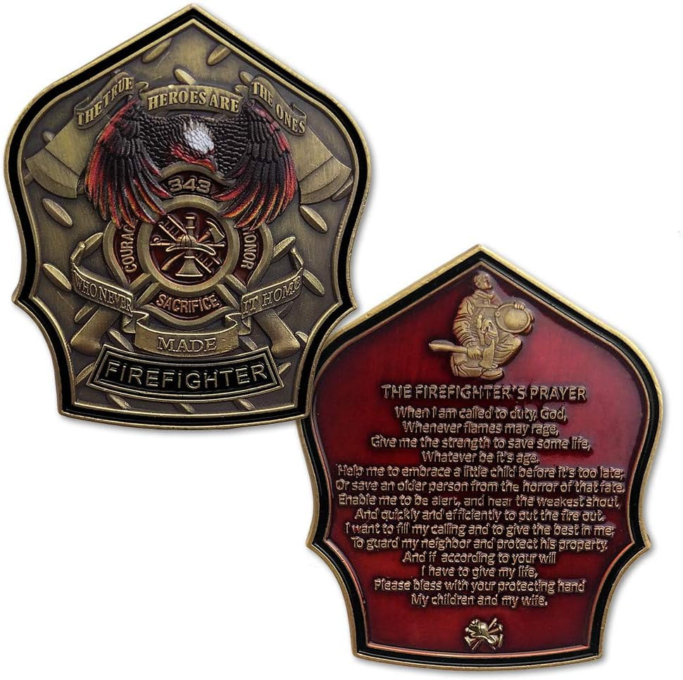 Firefighter Prayer Challenge Coin Fireman Gifts