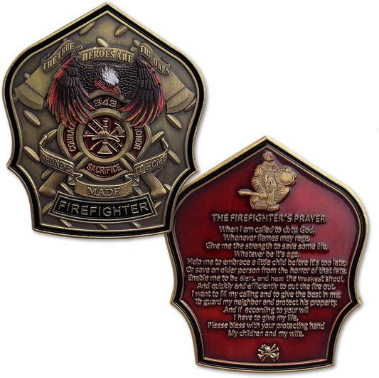 Firefighter Prayer Challenge Coin Fireman Gifts