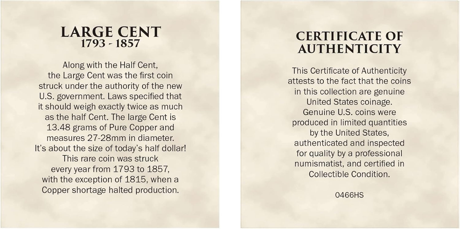 American Coin Treasures Collector'S Favorites Large Cent 1793-1857 Coin