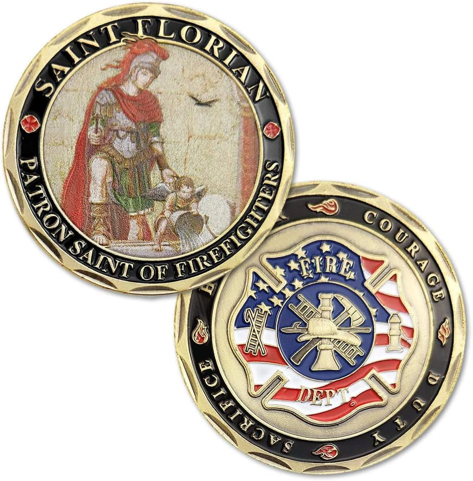 Saint Florian Volunteer Firefighters Prayer Challenge Coin