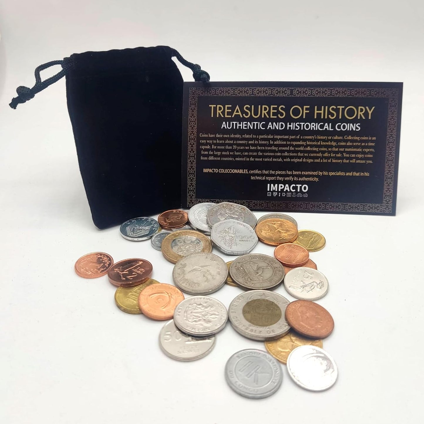 IMPACTO COLECCIONABLES Three-Century-Old "Pound" Coins from 5 Continents- Original and Authentic World Coins Collection - Expertly Inspected