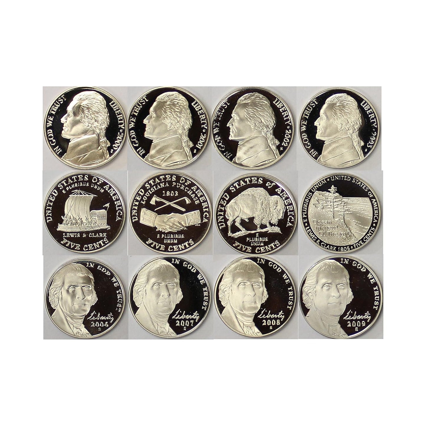 2000 S Jefferson Nickel Run 12 Coins 2000-2009 Nickel US Mint Gem Proof