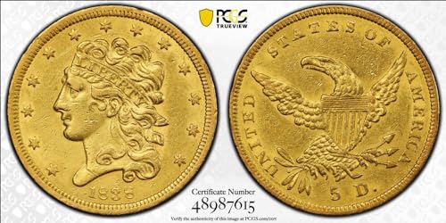 Rare 1838 Liberty Head Half Eagle $5 Gold Coin – AU Detail by PCGS!”