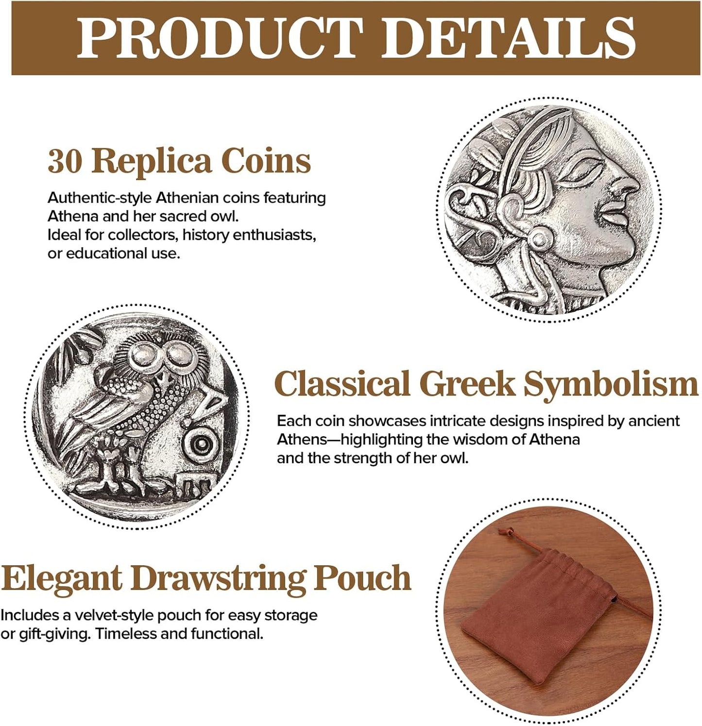 30 Greek Coins,30 Pieces of Silver Coin with Bag,Metal Religious Old Roman Coin,Lots of Coins Christian Accessories Funny Gift for Catholic Priests,Monedas De Plata