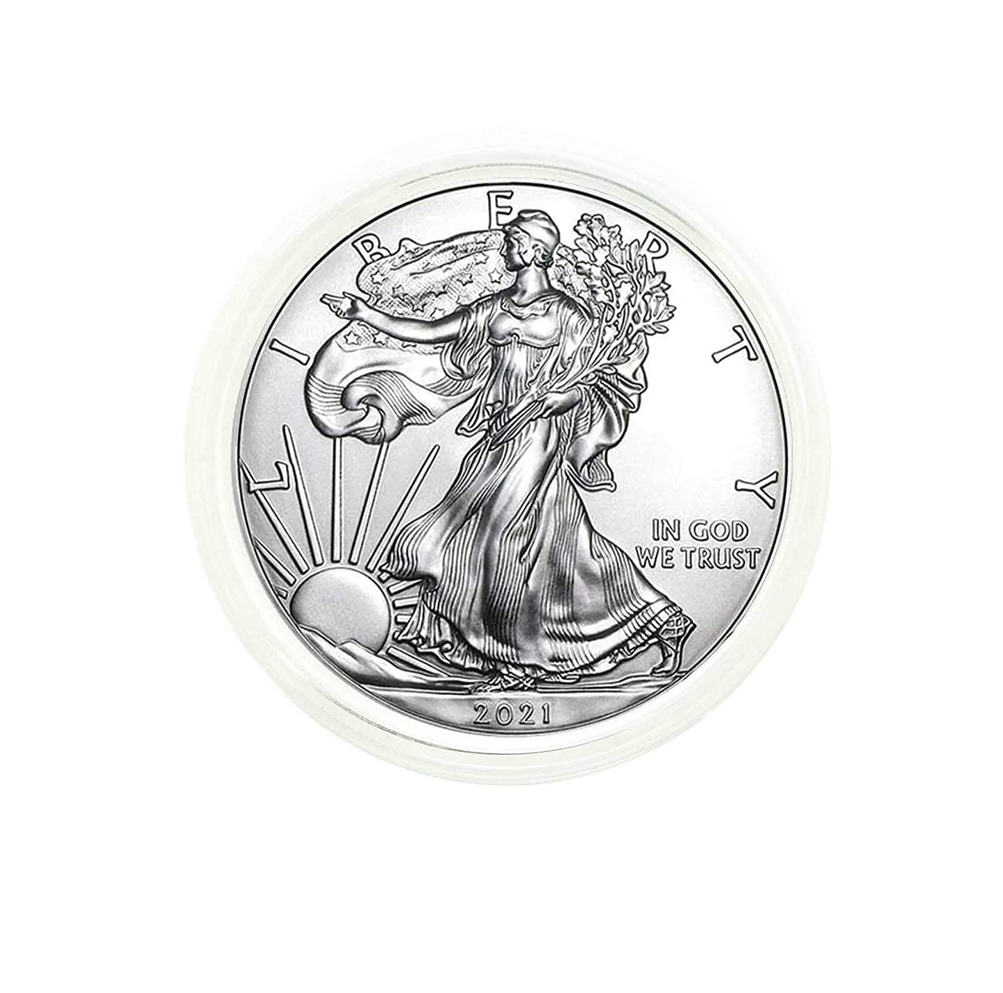 2021 American Silver Eagle Type 2 .999 Fine Silver in Direct Fit Air Tite with Our Certificate of Authenticity Dollar Uncirculated US Mint