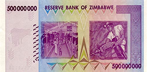 Billets historiques de 500 millions de dollars du Zimbabwe de 2008 : qualités diverses, lot de 10