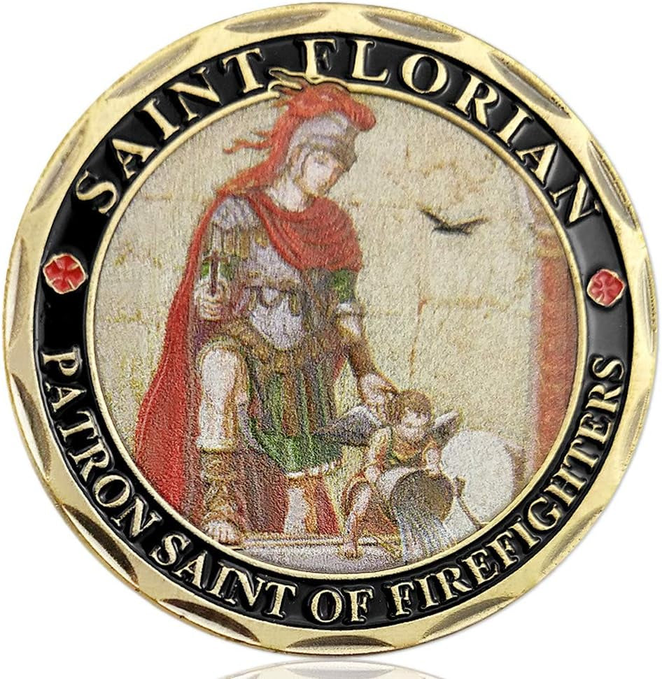 Saint Florian Volunteer Firefighters Prayer Challenge Coin