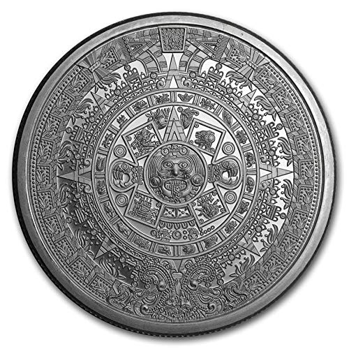 New 2 oz Silver Aztec Calendar Stone Coin - Eagle Warrior Tenochtitlan Emperor”