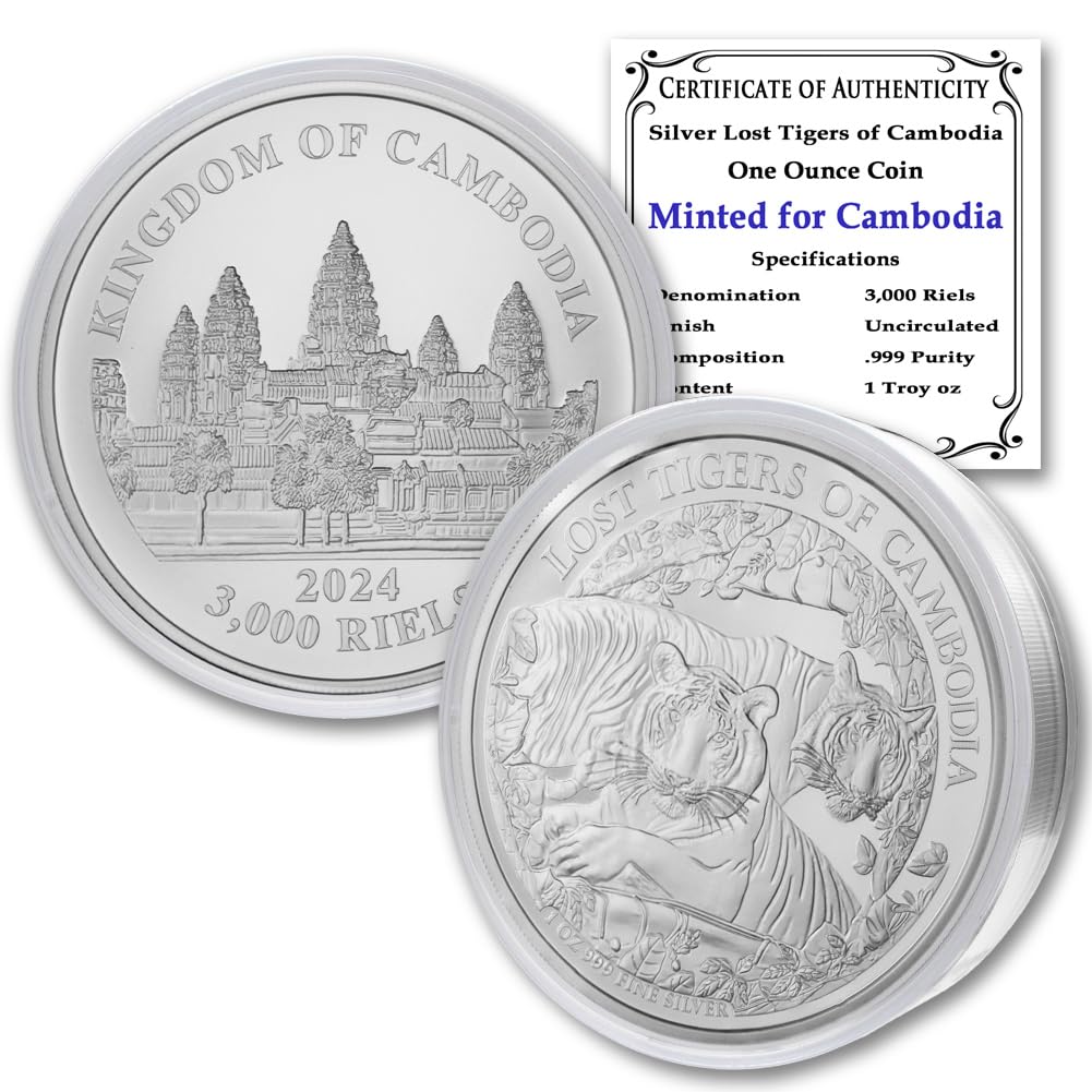 Exclusive 2024 Silver Lost Tigers of Cambodia Coin - Collectible Treasure with COA!”