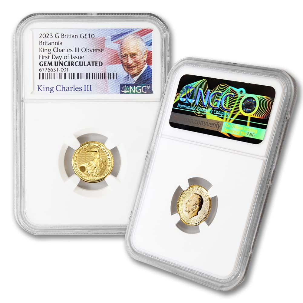 King Charles III 2023 Gold Britannia - Rare First Day of Issue, NGC Gem UNC