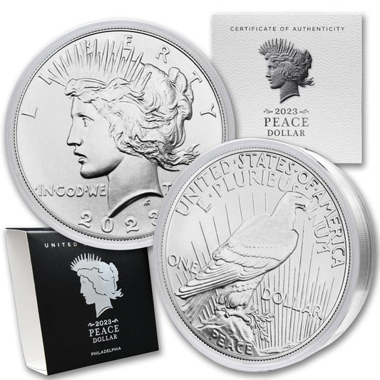 Rare 2023 1 oz Silver Peace Dollar – BU Condition with COA & Government Packaging!