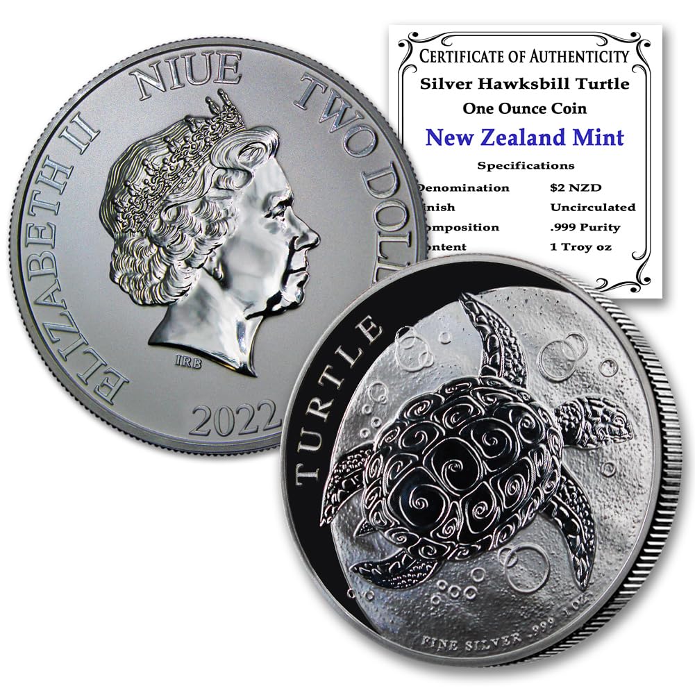 Brilliant Uncirculated 2022 Niue $2 Silver Hawksbill Turtle Coin
