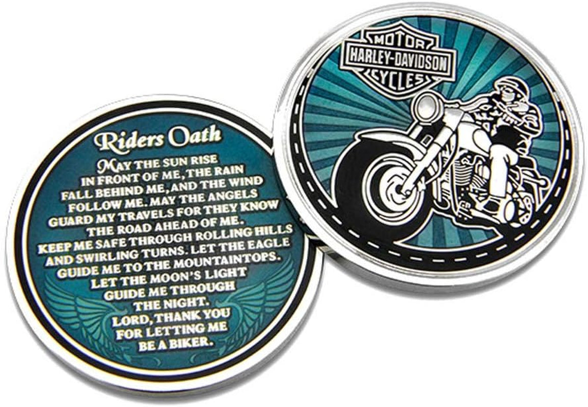 Harley-Davidson Rider'S Oath Challenge Coin, 1.75 in Coin, Blue & Silver 8008581